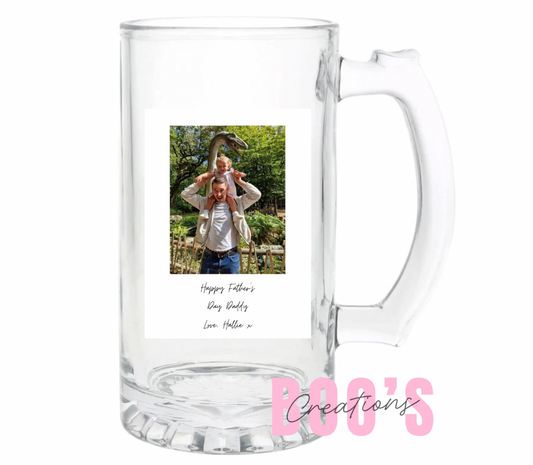 Fathers Day Beer Glass - Custom Polaroid
